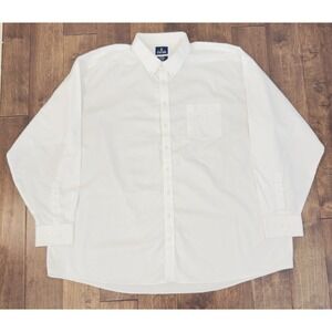 Stafford Mens Size 20/38-39 Long Sleeve Button Down White Pinpoint Oxford Shirt